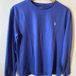 Polo Ralph Lauren Men’s Long Sleeve Tee Large Blue Pony Logo Minimalist Preppy